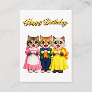 Tarjeta De Recepción Cumpleaños de gatitos alegres y coloridos al estil