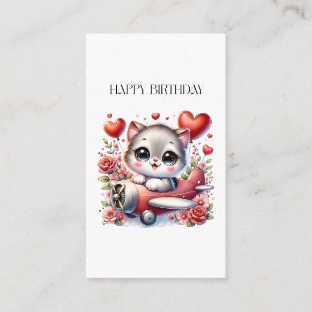 Tarjeta De Recepción Cumpleaños de Kitten Pilot (Anverso)