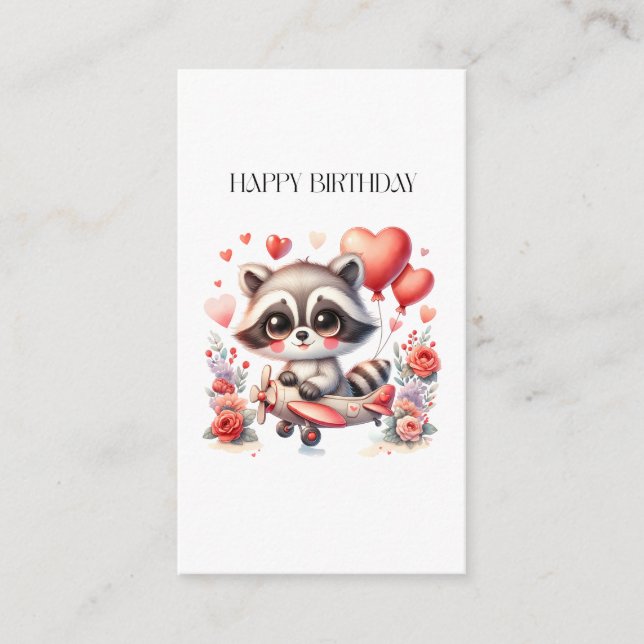Tarjeta De Recepción Cumpleaños de Mapache Volador (Anverso)