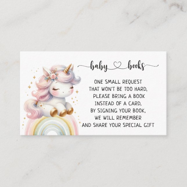 Tarjeta De Recepción Cumpleaños de Unicornio y Arcoiris Baby Shower I (Anverso)
