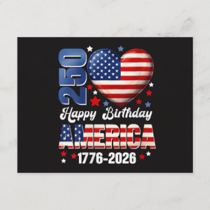 Tarjeta De Recepción Cumpleaños de Women's America USA 250 Años 250 Ani