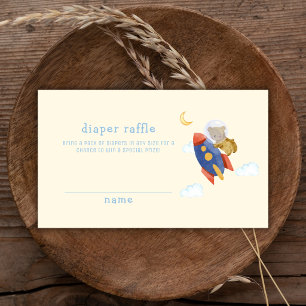 Tarjeta De Recepción Cumpleaños del Bebe Loteria de Pañales Cohete Oso 