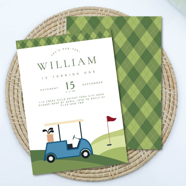 Tarjeta De Recepción Cumpleaños del Patrón Argyle del Par Tee Golf (Subido por el creador)