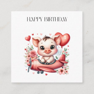 Tarjeta De Recepción Cumpleaños del piloto cerdo