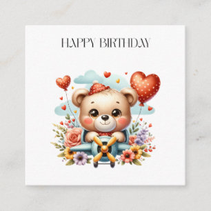 Tarjeta De Recepción Cumpleaños del piloto de osito de peluche