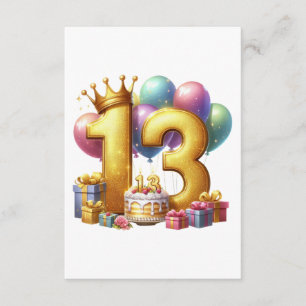 Tarjeta De Recepción Cumpleaños dorado 13