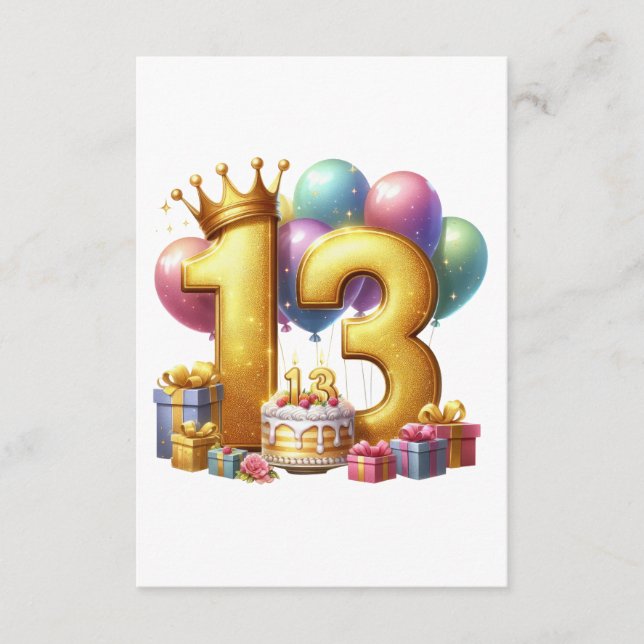 Tarjeta De Recepción Cumpleaños dorado 13 (Anverso)