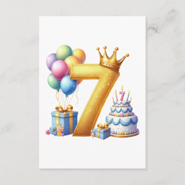 Tarjeta De Recepción Cumpleaños dorado 7 (Anverso)