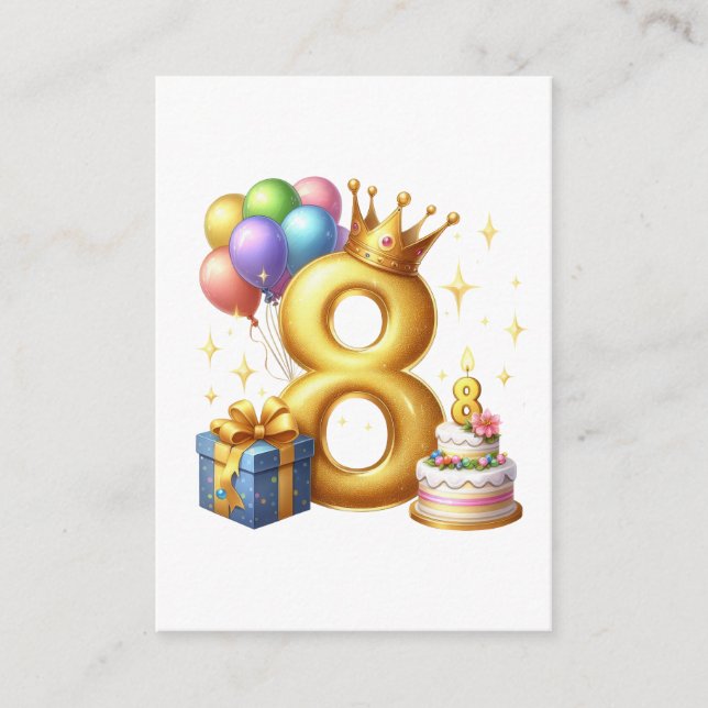 Tarjeta De Recepción Cumpleaños dorado 8 (Anverso)