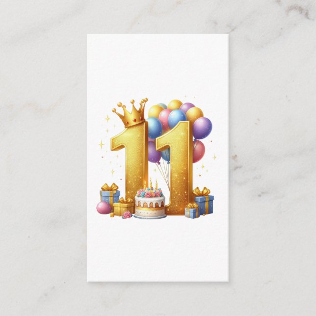 Tarjeta De Recepción Cumpleaños dorado número 11 (Anverso)