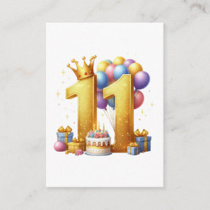 Tarjeta De Recepción Cumpleaños dorado número 11