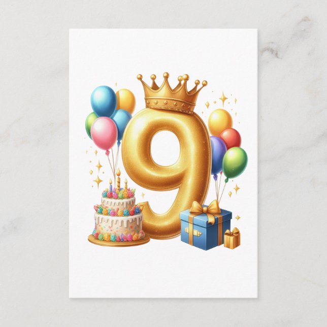 Tarjeta De Recepción Cumpleaños dorado número 9 (Anverso)