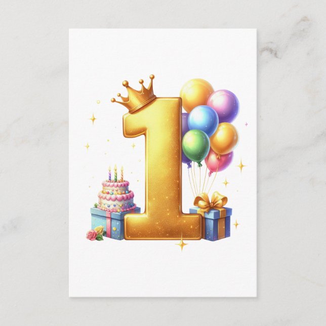 Tarjeta De Recepción Cumpleaños dorado primero (Anverso)