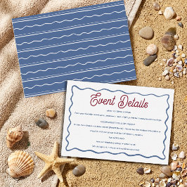 Tarjeta De Recepción Cumpleaños moderno de playa de verano con azul y r