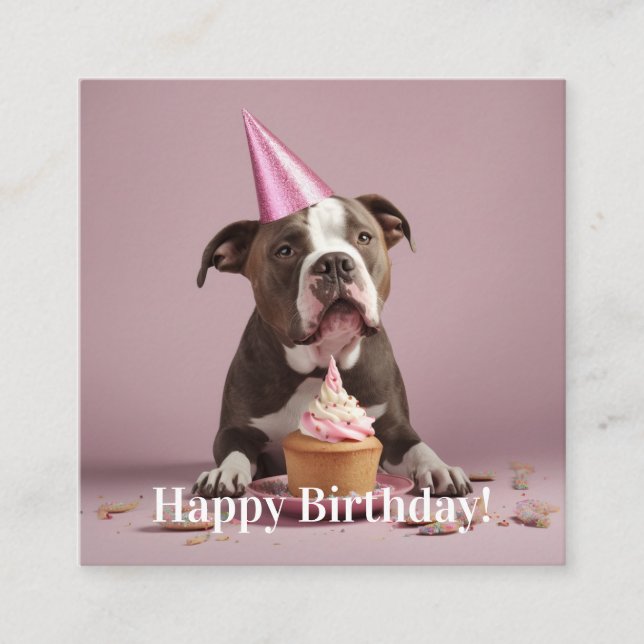 Tarjeta De Recepción Cumpleaños! Torta de comer perro (Anverso)