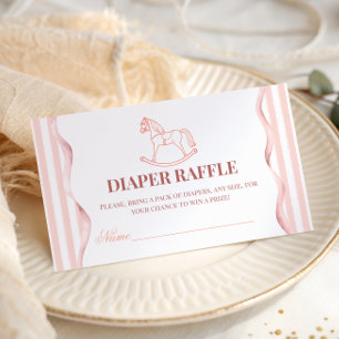 Tarjeta De Recepción Cuna de Caballo de Balanza Rosa Vintage para Baby