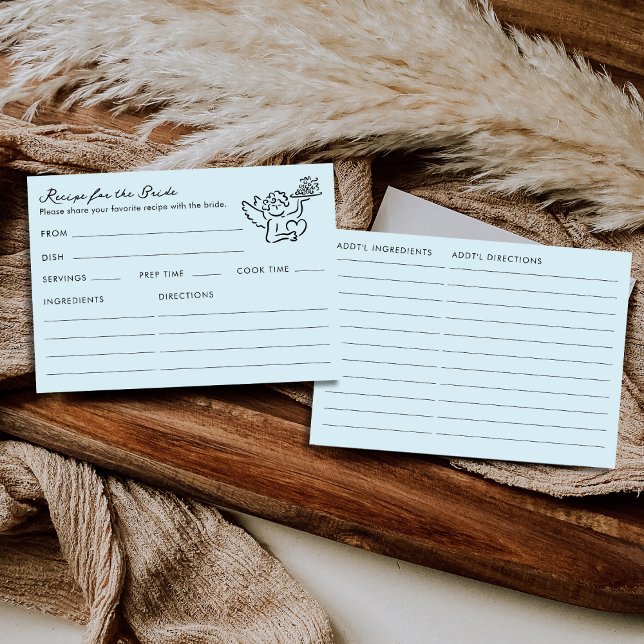 Tarjeta De Recepción Cupid Blue Bridal Shower Recipe For The Bride (Subido por el creador)