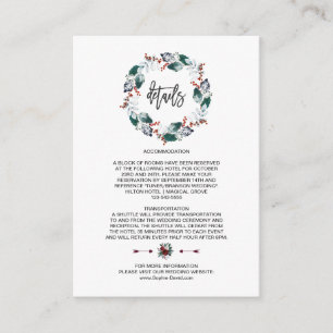 Tarjeta De Recepción Curioso invierno sagrado Berries Wreath Weddi Deta
