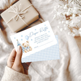 Tarjeta De Recepción Curte Blue Winter Teddy Bear Baby Boy Diaper Raffl