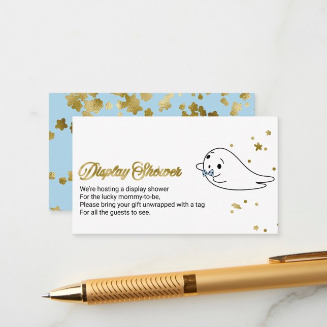 Tarjeta De Recepción Curte Ghost Halloween Baby Shower Display Shower E (Anverso/Reverso In Situ)