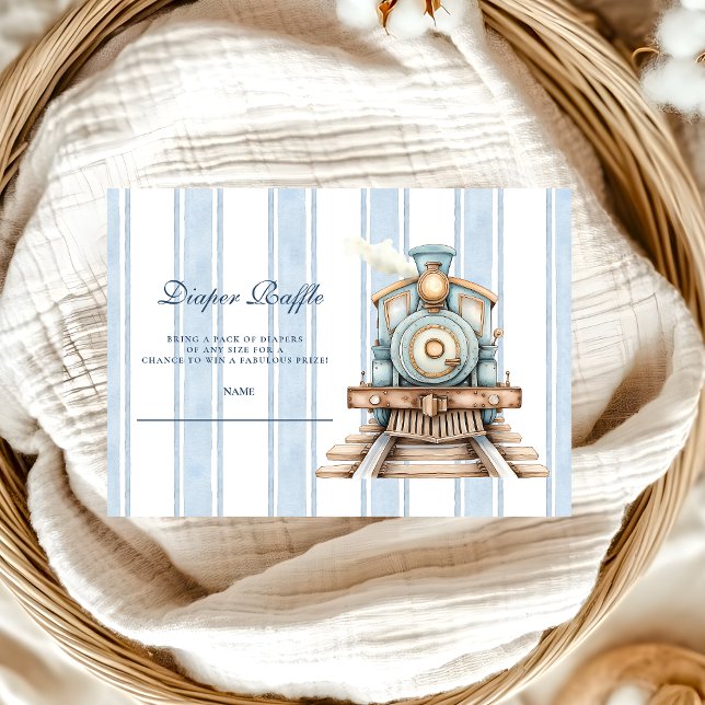 Tarjeta De Recepción Curte Watercolor Train Shower Diapper Raffle (Subido por el creador)