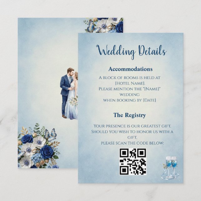 Tarjeta De Recepción Custom Enclosure & QR Details Card (Anverso / Reverso)