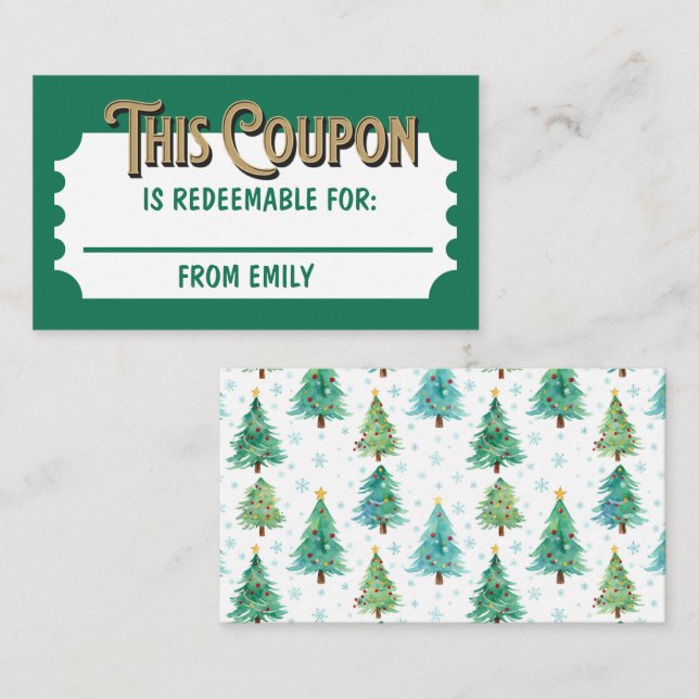 Tarjeta De Recepción Custom Redeemable Ticket Gift Coupon Xmas Card  (Anverso / Reverso)