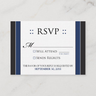 Tarjeta De Recepción ::custom:: Simplemente Elegante 3.5x2.5" Negro/Azu