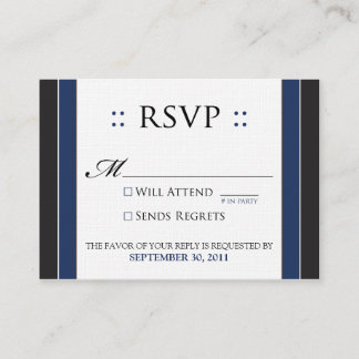Tarjeta De Recepción ::custom:: Simplemente Elegante 3.5x2.5" Negro/Azu