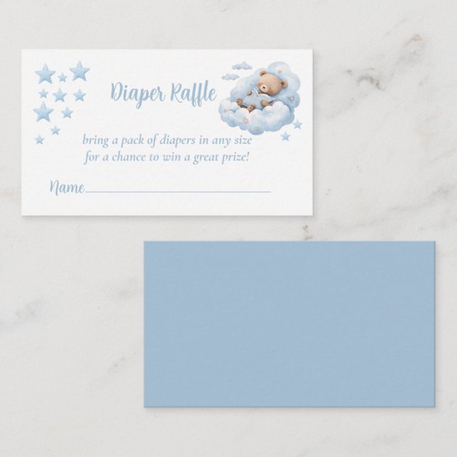 Tarjeta De Recepción Cuta acuarela Teddy Bear Diapper Raffle (Anverso / Reverso)