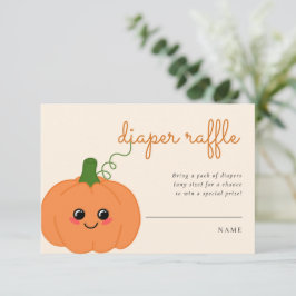 Tarjeta De Recepción Cuta Calabaza Baby Shower Diaper Raffle Peach