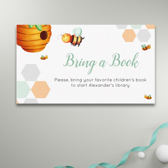 Tarjeta De Recepción Cute Abete Bring a Book Baby Shower (Subido por el creador)