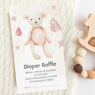Tarjeta De Recepción Cute acuarela Bebé Juguetes Teddy Bear Diaper Raff