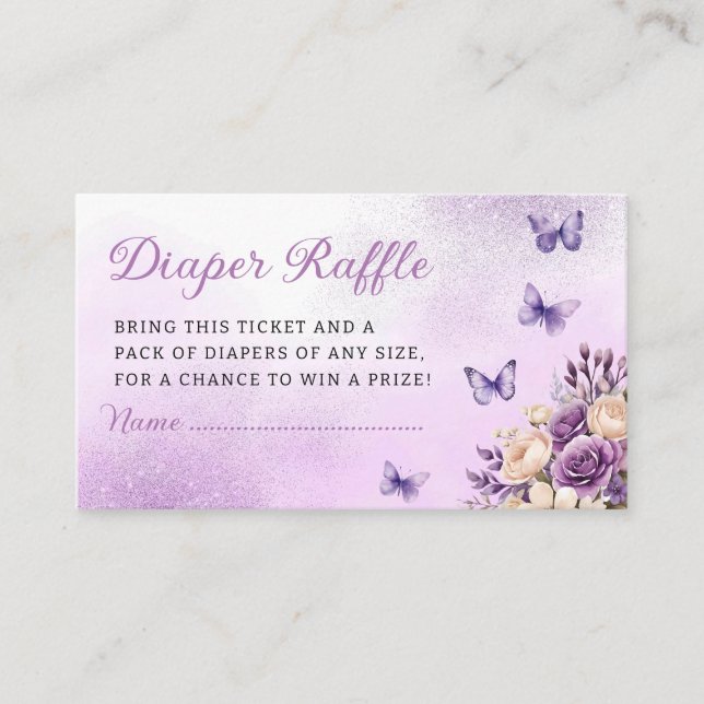 Tarjeta De Recepción Cute acuarela Floral Baby Shower Diaper Raffle (Anverso)