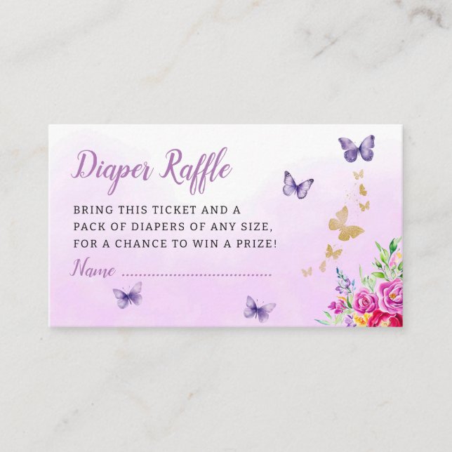 Tarjeta De Recepción Cute acuarela Floral Baby Shower Diaper Raffle (Anverso)