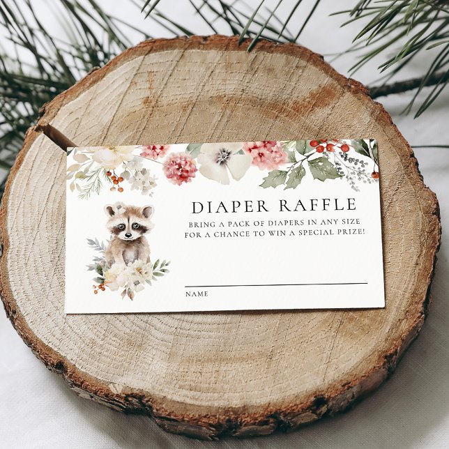 Tarjeta De Recepción Cute acuarela Raccoon Baby Shower Diaper Raffle (Subido por el creador)
