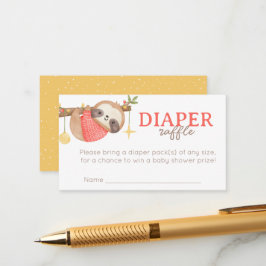 Tarjeta De Recepción Cute acuarela Wild One Sloth Diaper Raffle