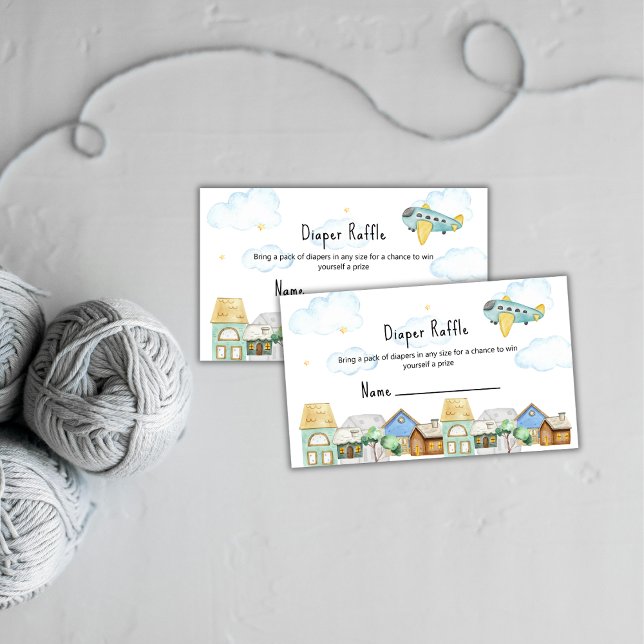 Tarjeta De Recepción Cute Adventure Aviator Diaper Raffle Baby Shower  (Cute Adventure Aviator Diaper Raffle Baby Shower Enclosure Card)