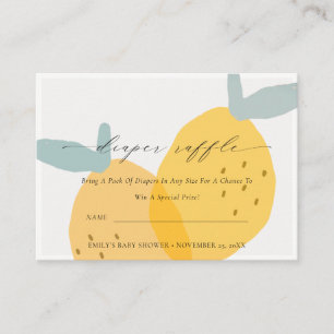 Tarjeta De Recepción Cute Amarillo Lemon Fruity Diaper Raffle Baby Show