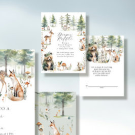 Tarjeta De Recepción Cute Animales Bosque Woodland Bear Diaper Raffle