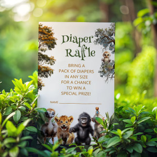 Tarjeta De Recepción Cute Animales Género Neutral Diaper Raffle Cards