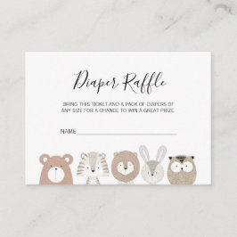 Tarjeta De Recepción Cute animales salvajes Baby Shower Diaper Raffle T