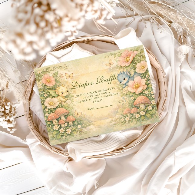 Tarjeta De Recepción Cute Baby Dragon Fairytale Diapper Raffle (Subido por el creador)