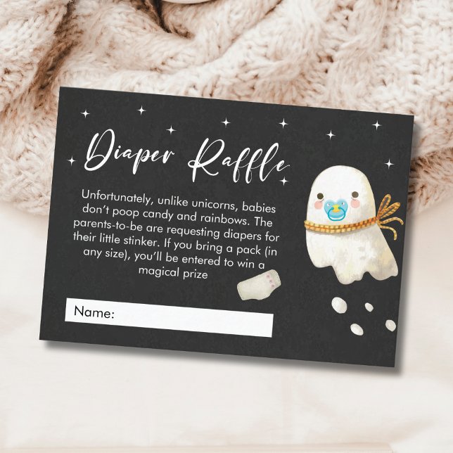 Tarjeta De Recepción Cute Baby Ghost Diaper Raffle Baby Shower (Cute Baby Ghost Diaper Raffle Baby Shower Enclosure Card)