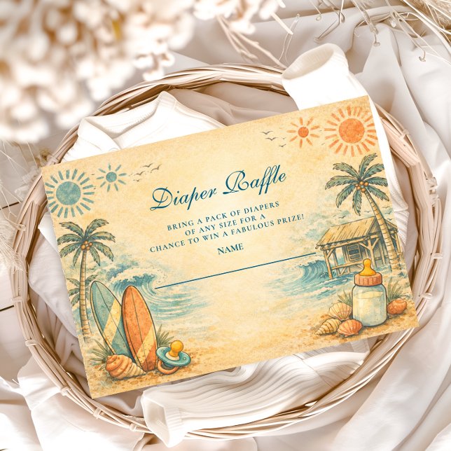 Tarjeta De Recepción Cute Baby On Board Surf Diapper Raffle (Subido por el creador)