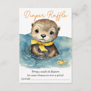 Tarjeta De Recepción Cute Baby Otter Neutral Baby Shower Diaper Raffle