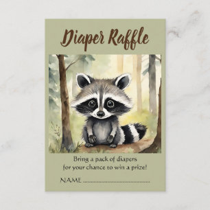 Tarjeta De Recepción Cute Baby Raccoon Baby Shower Diaper Raffle