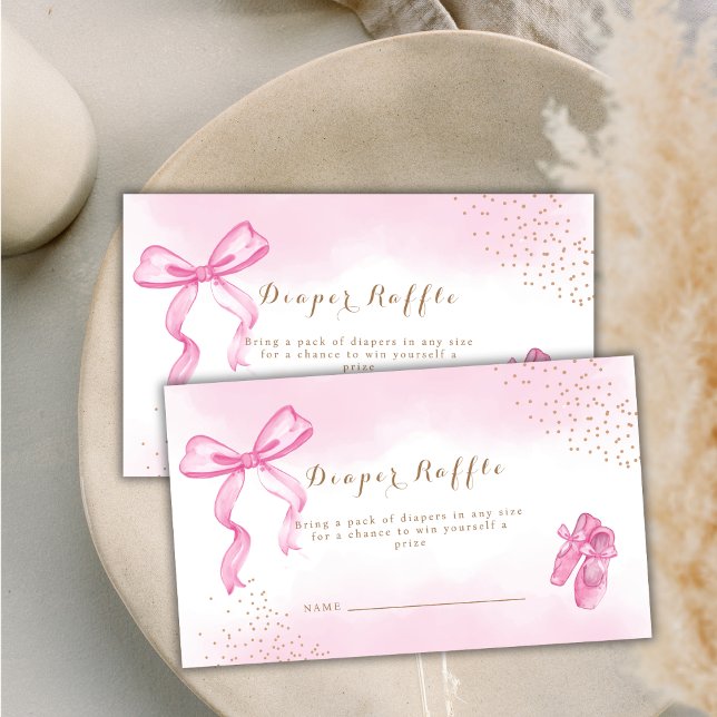 Tarjeta De Recepción Cute Ballerina Shoes Bow Diaper Raffle Baby Shower (Cute Ballerina Shoes Bow Diaper Raffle Baby Shower Enclosure Card)