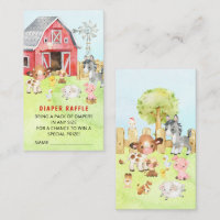 Cute Barnyard Friends Baby Shower Diaper Raffle
