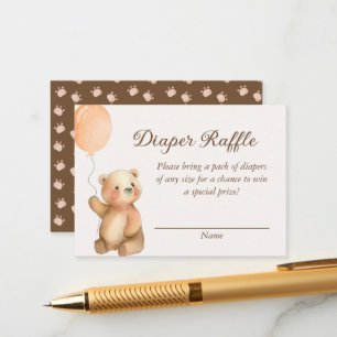 Tarjeta De Recepción Cute Bearly Wait Teddy Bear Diaper Raffle